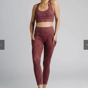 Zyia Brick Full Grain Pocket Light n Tight Hi-rise 7/8 24" RC leggings Sz 8-10.